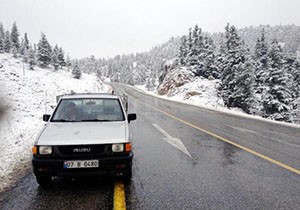 Akseki Alacabel mevkiine kar yağışı